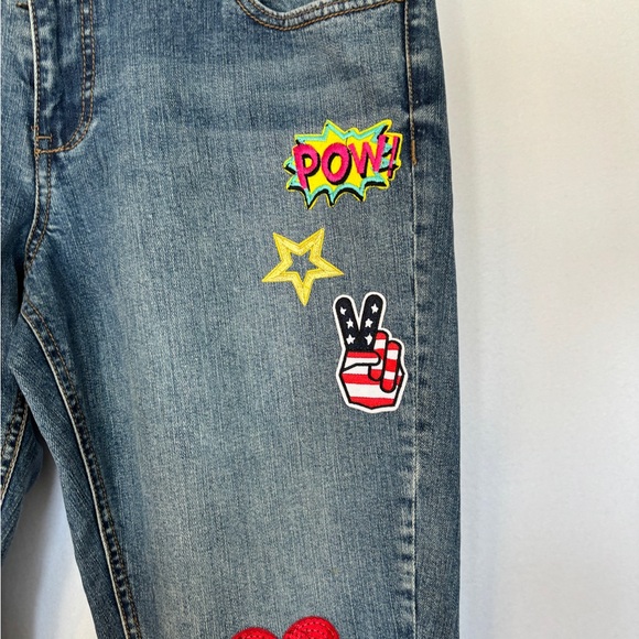SoHo New York & Co 6 Jeans with patches. Roll cuffs Fun Hippie Indie Sleeze - Picture 3 of 11